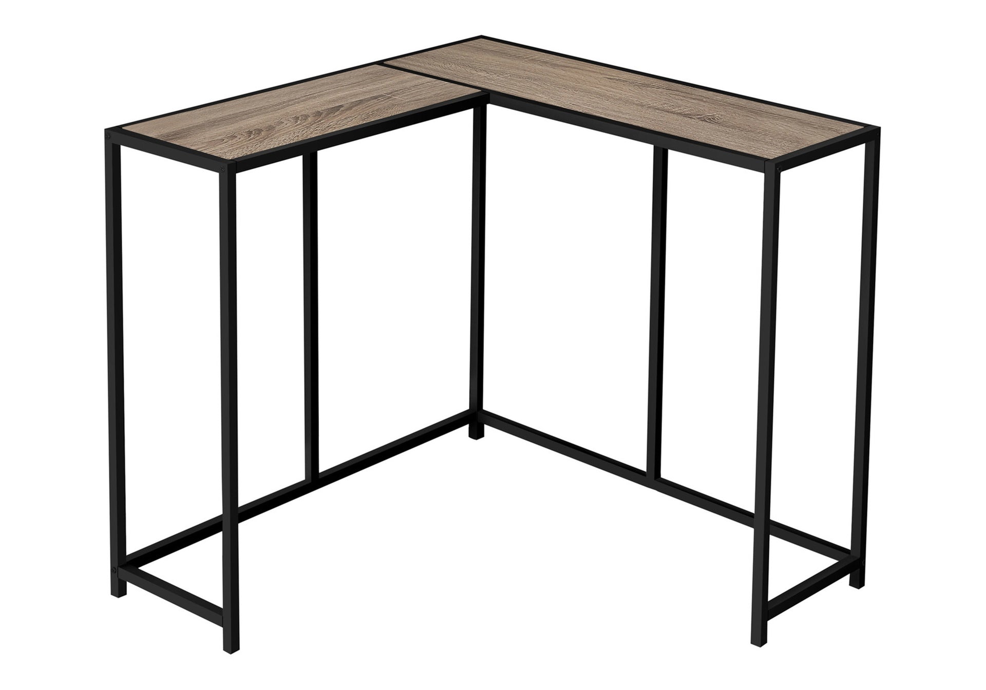 Accent Table, Console, Entryway, Narrow, Corner, Living Room, Bedroom, Brown Laminate, Black Metal, Contemporary, Modern