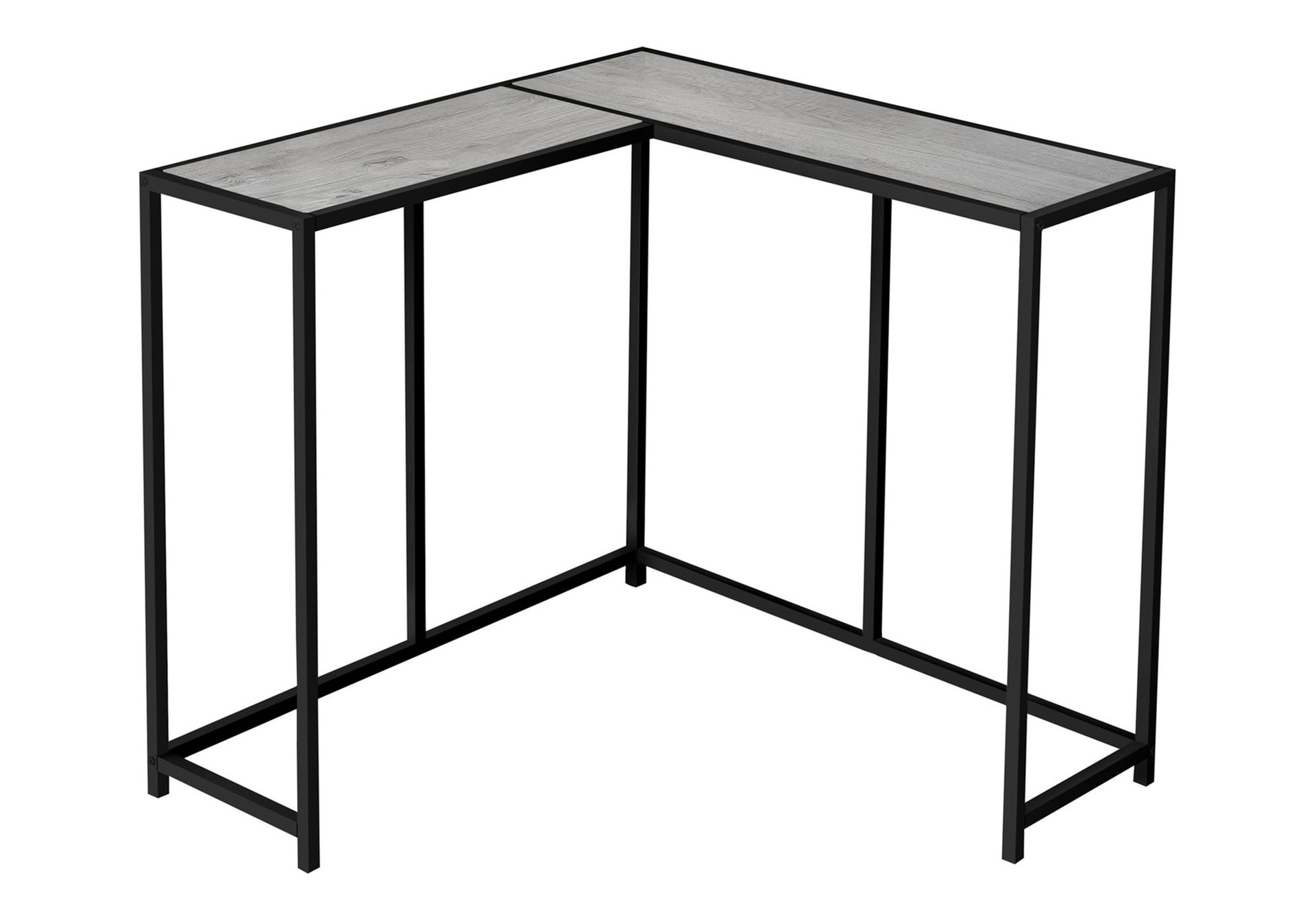 Accent Table, Console, Entryway, Narrow, Corner, Living Room, Bedroom, Grey Laminate, Black Metal, Contemporary, Modern