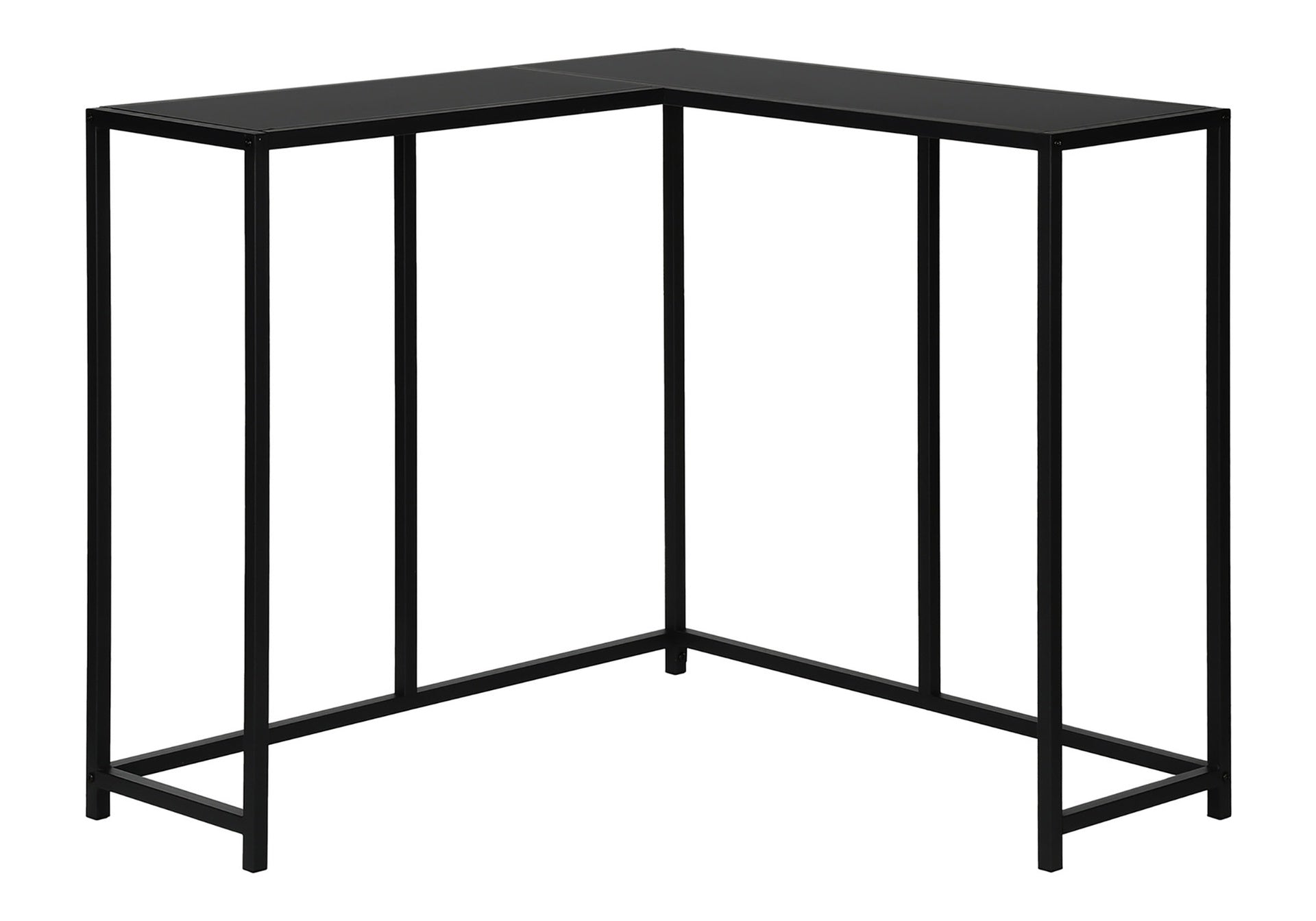 Accent Table, Console, Entryway, Narrow, Corner, Living Room, Bedroom, Black Laminate, Black Metal, Contemporary, Modern