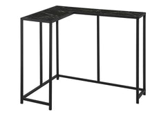 Accent Table, Console, Entryway, Narrow, Corner, Living Room, Bedroom, Black Marble Look Laminate, Black Metal, Contemporary, Modern