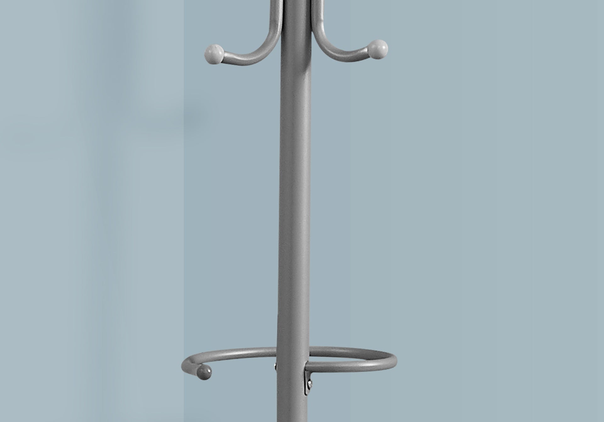 Coat Rack, Hall Tree, Free Standing, Hanging Bar, 6 Hooks, Entryway, 68"h, Bedroom, Grey Metal, Contemporary, Modern