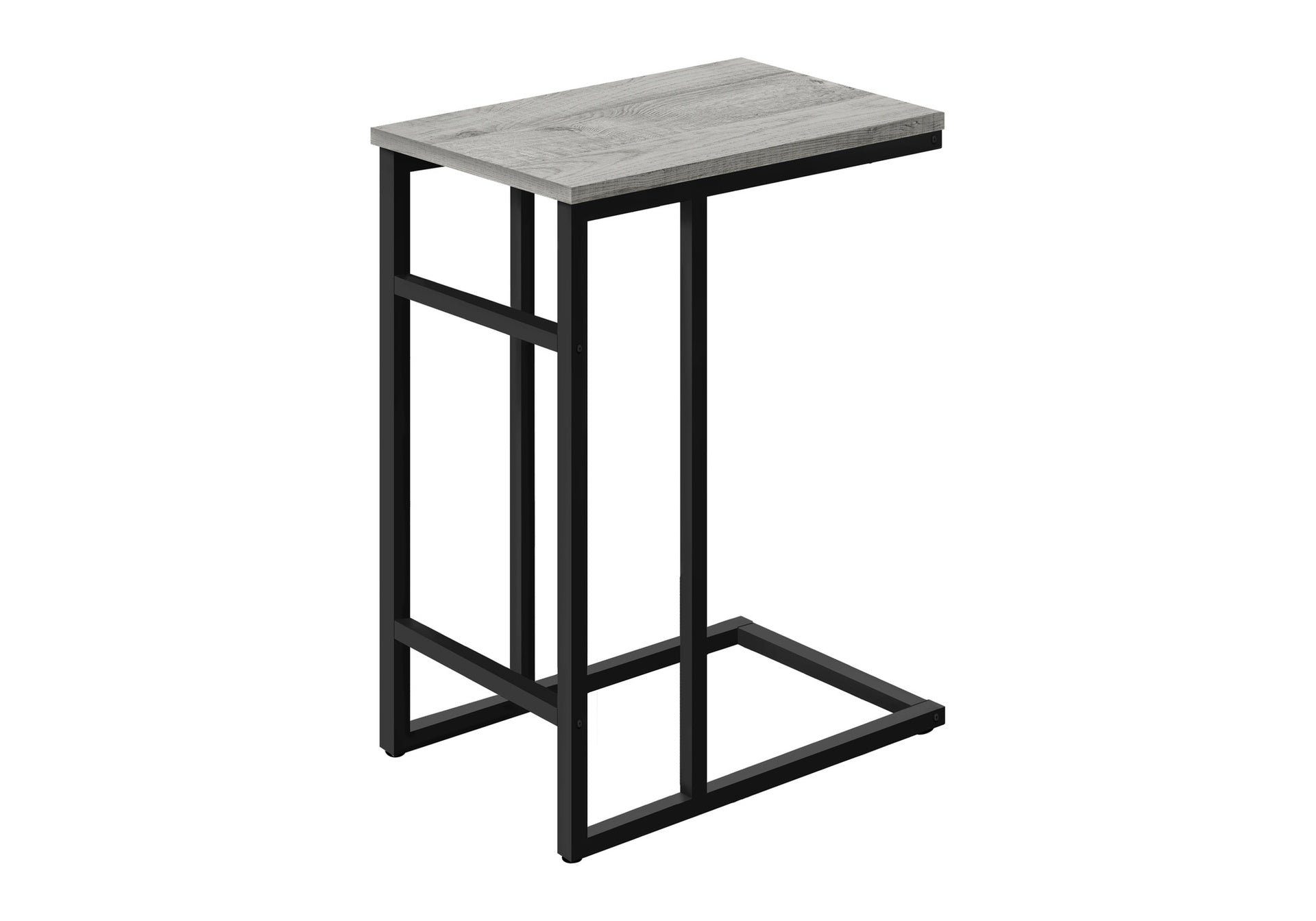 Accent Table, C-shaped, End, Side, Snack, Living Room, Bedroom, Grey Laminate, Black Metal, Contemporary, Modern
