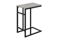 Accent Table, C-shaped, End, Side, Snack, Living Room, Bedroom, Grey Laminate, Black Metal, Contemporary, Modern