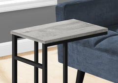 Accent Table, C-shaped, End, Side, Snack, Living Room, Bedroom, Grey Laminate, Black Metal, Contemporary, Modern