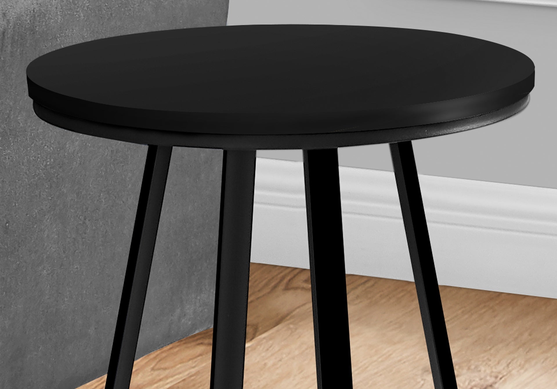 Accent Table, Side, Round, End, Nightstand, Lamp, Living Room, Bedroom, Black Laminate, Black Metal, Contemporary, Modern