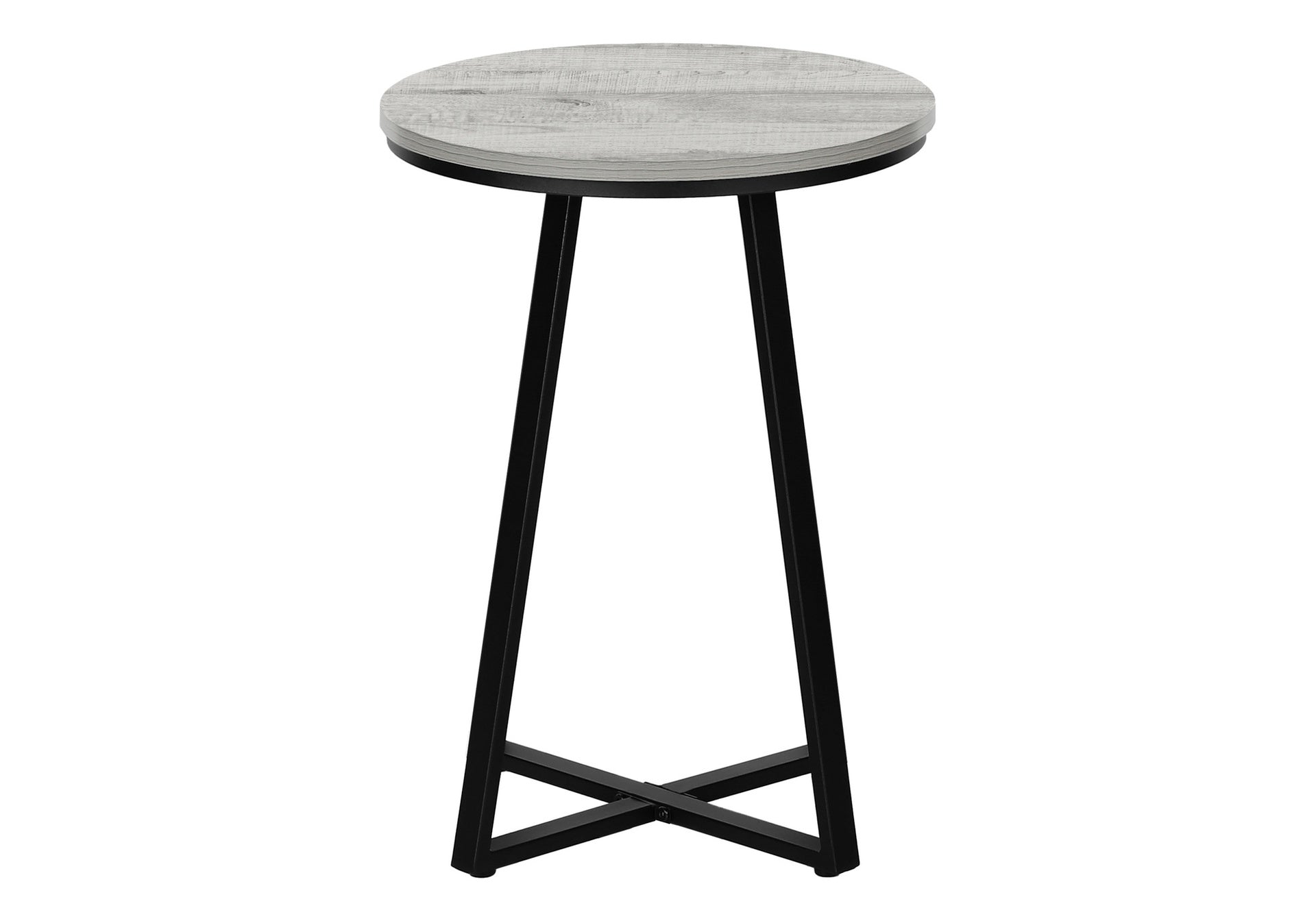 Accent Table, Side, Round, End, Nightstand, Lamp, Living Room, Bedroom, Grey Laminate, Black Metal, Contemporary, Modern
