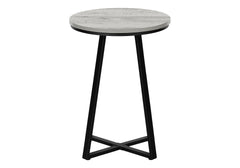 Accent Table, Side, Round, End, Nightstand, Lamp, Living Room, Bedroom, Grey Laminate, Black Metal, Contemporary, Modern