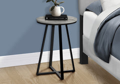 Accent Table, Side, Round, End, Nightstand, Lamp, Living Room, Bedroom, Grey Laminate, Black Metal, Contemporary, Modern