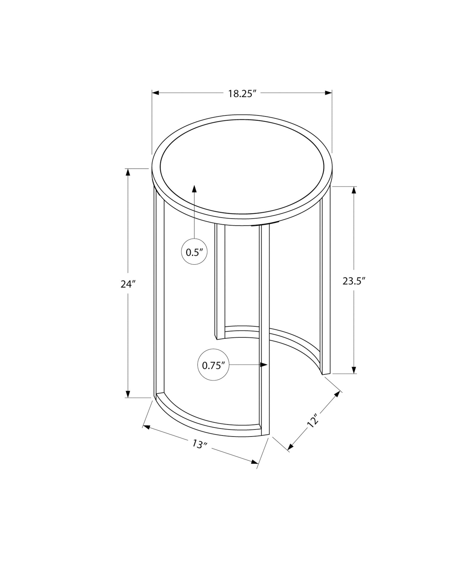 Accent Table, Side, Round, End, Nightstand, Lamp, Living Room, Bedroom, Grey Laminate, Black Metal, Contemporary, Modern