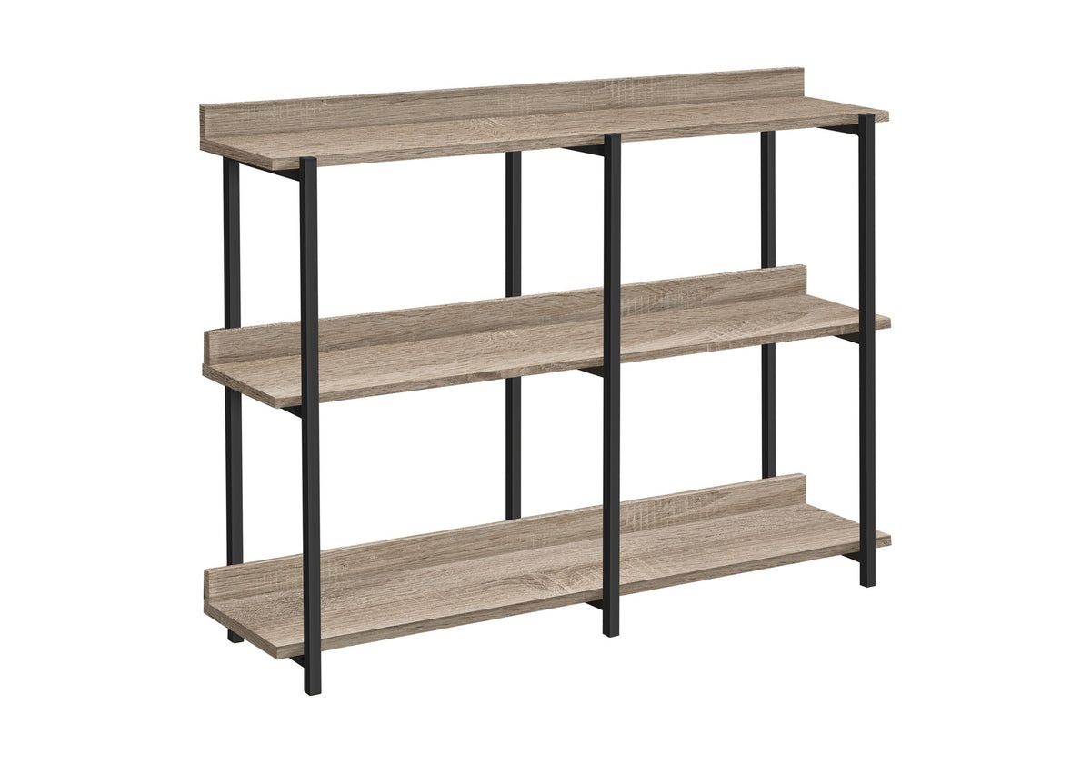 Accent Table, Console, Entryway, Narrow, Sofa, Living Room, Bedroom, Brown Laminate, Black Metal, Contemporary, Modern