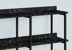 Accent Table, Console, Entryway, Narrow, Sofa, Living Room, Bedroom, Black Marble Look Laminate, Black Metal, Contemporary, Modern