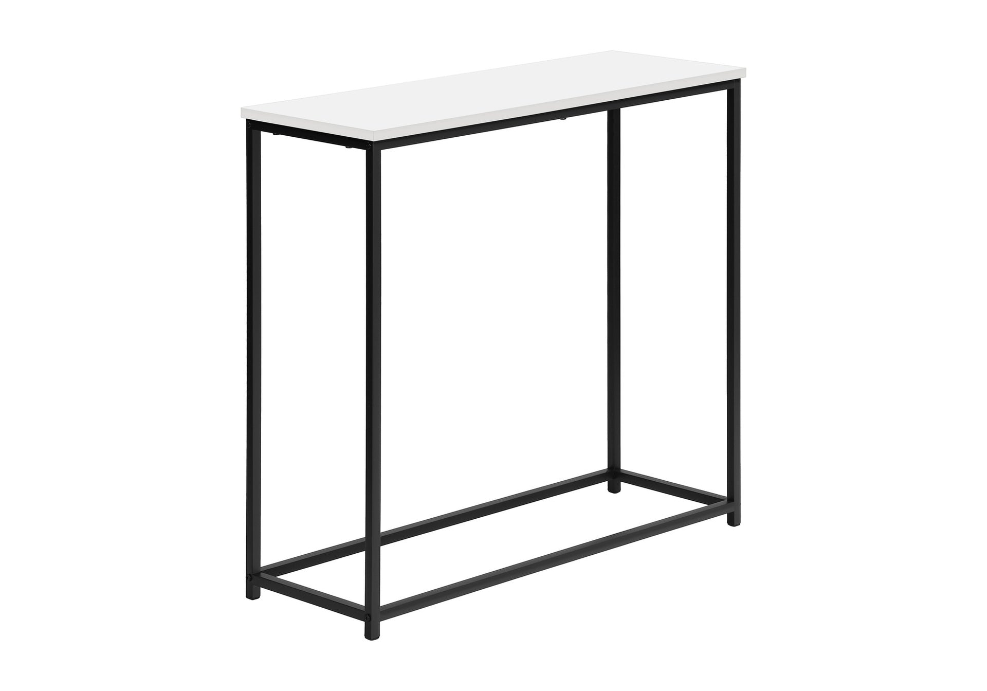 Accent Table, Console, Entryway, Narrow, Sofa, Living Room, Bedroom, White Laminate, Black Metal, Contemporary, Modern