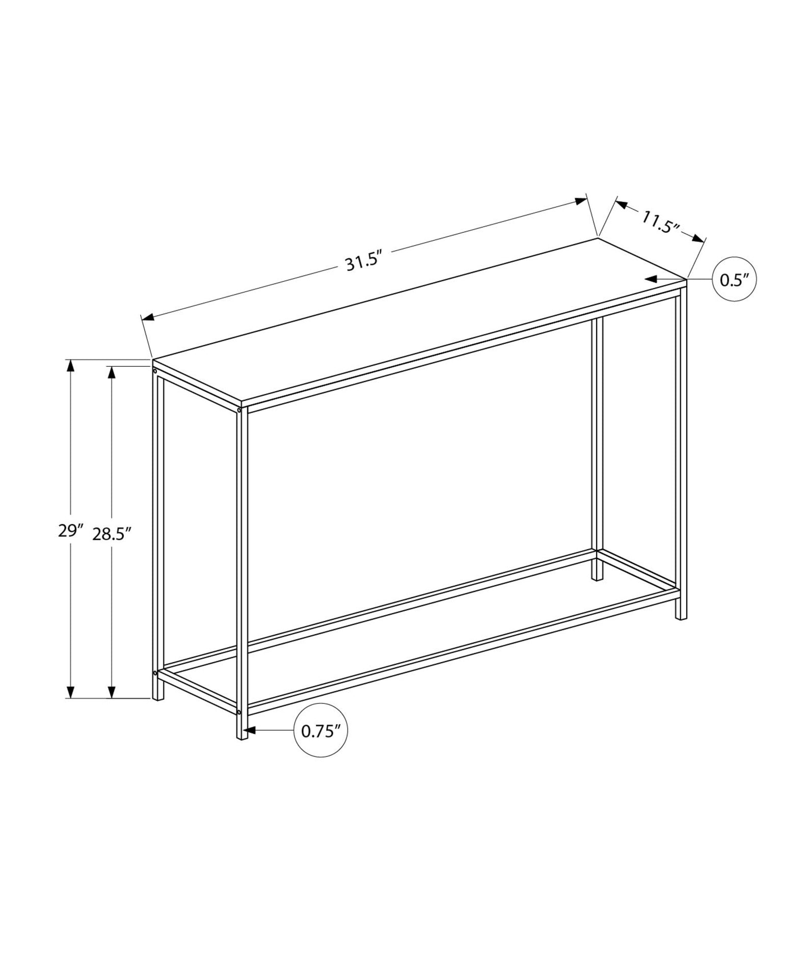 Accent Table, Console, Entryway, Narrow, Sofa, Living Room, Bedroom, Brown Laminate, Black Metal, Contemporary, Modern