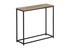 Accent Table, Console, Entryway, Narrow, Sofa, Living Room, Bedroom, Brown Laminate, Black Metal, Contemporary, Modern