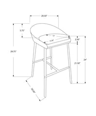 Bar Stool, Set Of 2, Counter Height, Kitchen, Chrome Metal, White Leather Look, Contemporary, Modern