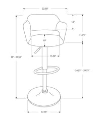 Bar Stool, Swivel, Bar Height, Adjustable, White Metal, Leather Look, Contemporary, Modern