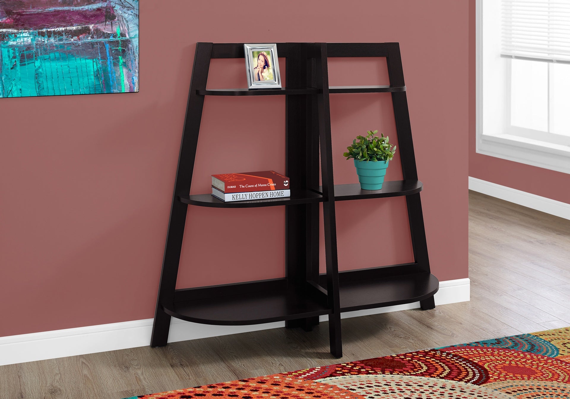Bookshelf, Bookcase, Etagere, 3 Tier, 48"h, Office, Bedroom, Brown Laminate, Contemporary, Modern