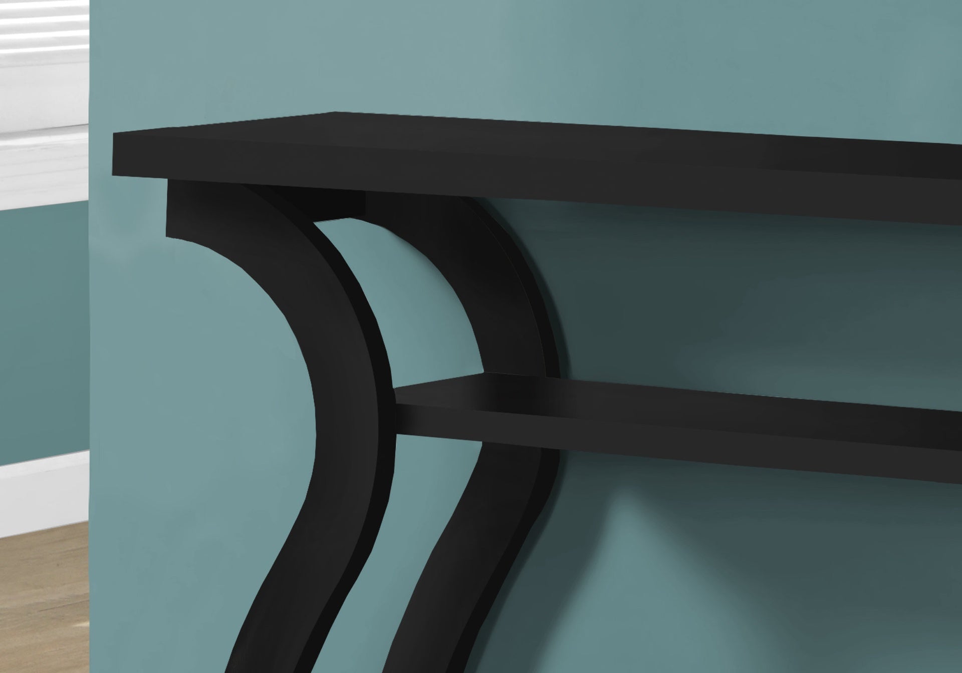 Accent Table, Console, Entryway, Narrow, Sofa, Living Room, Bedroom, Black Laminate, Contemporary, Modern