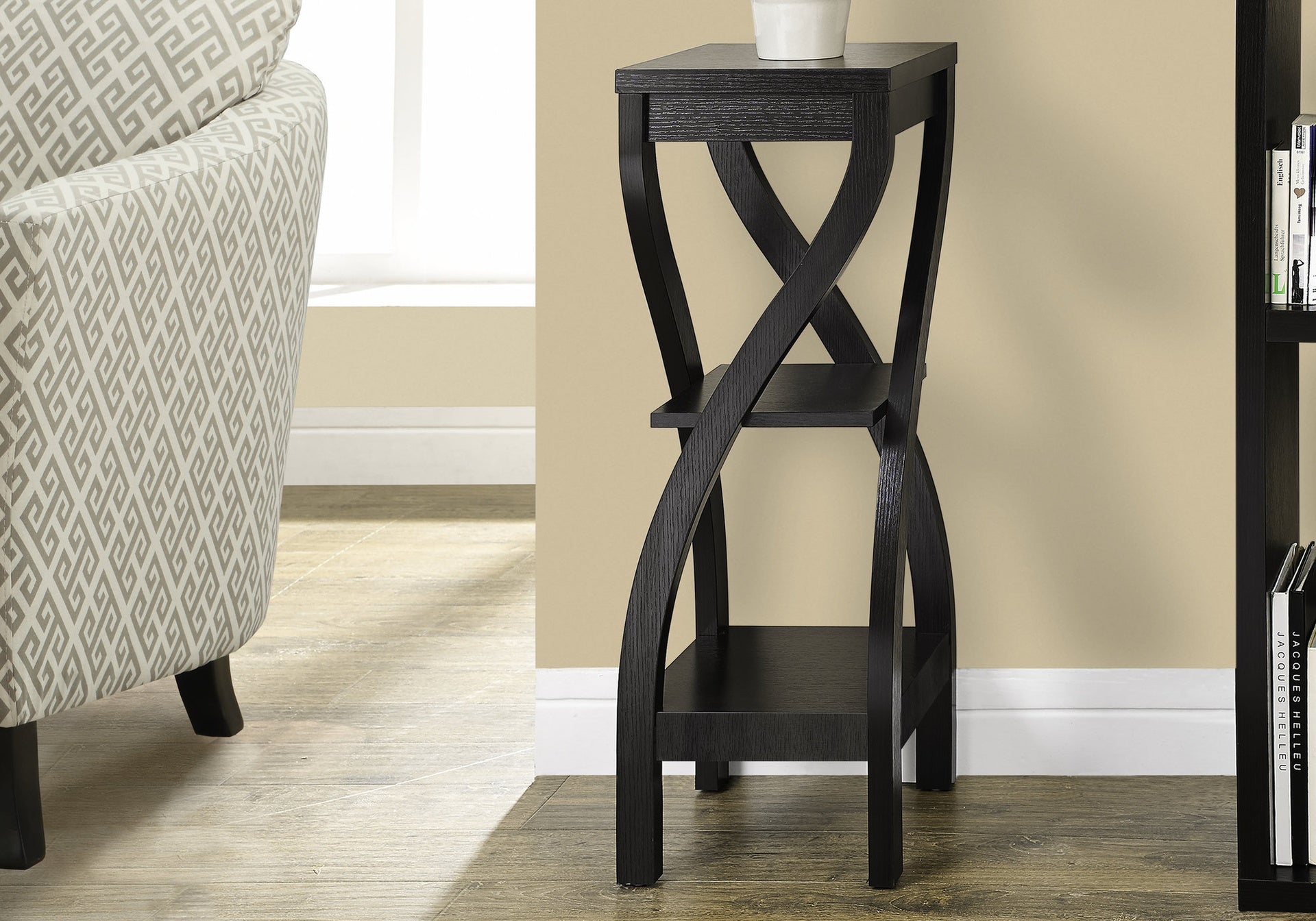 Accent Table, Side, End, Plant Stand, Square, Living Room, Bedroom, Brown Laminate, Contemporary, Modern