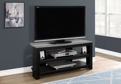 Tv Stand, 42 Inch, Console, Media Entertainment Center, Storage Shelves, Living Room, Bedroom, Black And Grey Laminate, Contemporary, Modern