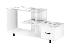 Tv Stand, 48 Inch, Console, Media Entertainment Center, Storage Drawer, Living Room, Bedroom, White Marble Look Laminate, Contemporary, Modern