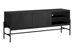 Tv Stand, 60 Inch, Console, Media Entertainment Center, Storage Cabinet, Living Room, Bedroom, Black Laminate, Black Metal, Contemporary, Modern