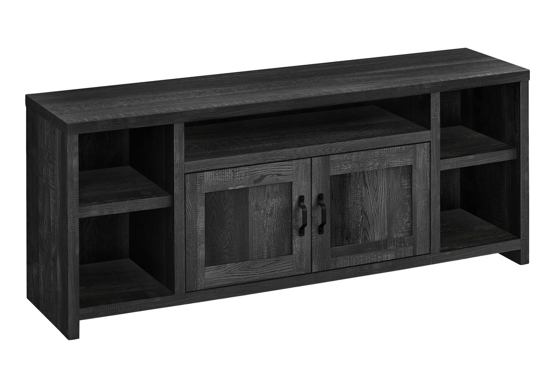 Tv Stand, 60 Inch, Console, Media Entertainment Center, Storage Cabinet, Living Room, Bedroom, Black Laminate, Transitional