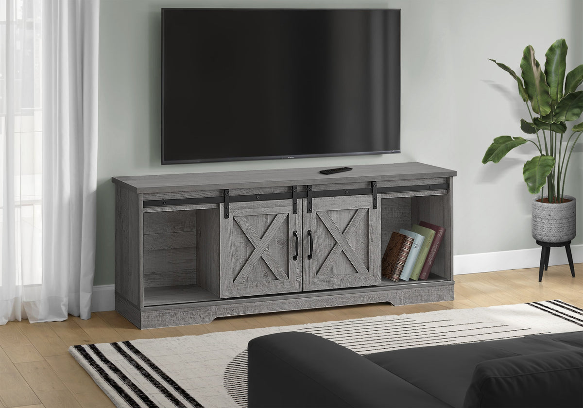 Tv Stand, 60 Inch, Console, Media Entertainment Center, Storage Cabinet, Living Room, Bedroom, Grey Laminate, Transitional