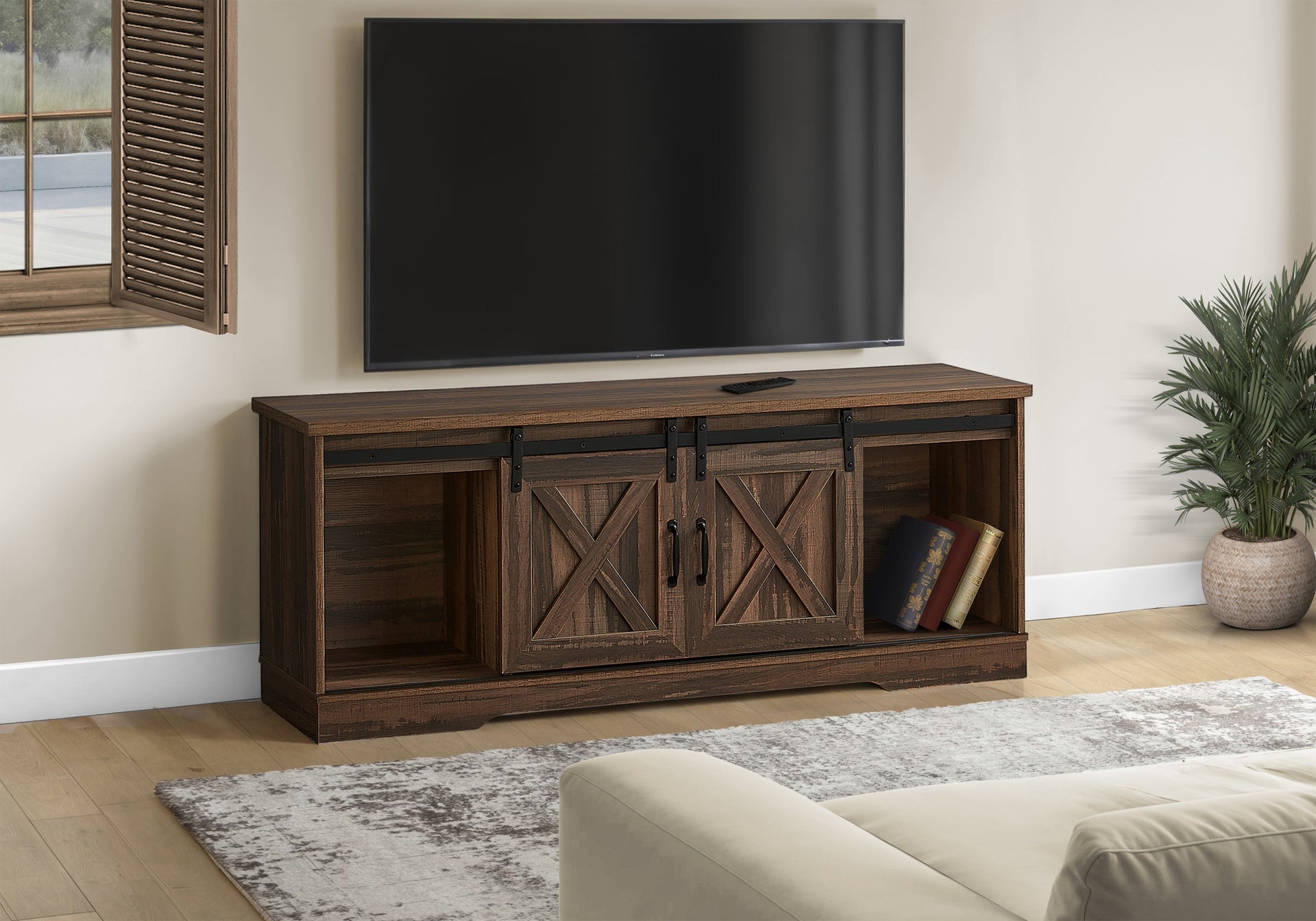 Tv Stand, 60 Inch, Console, Media Entertainment Center, Storage Cabinet, Living Room, Bedroom, Brown Laminate, Transitional