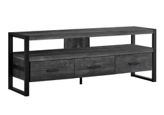 Tv Stand, 60 Inch, Console, Media Entertainment Center, Storage Drawers, Living Room, Bedroom, Black Laminate, Black Metal, Contemporary, Modern