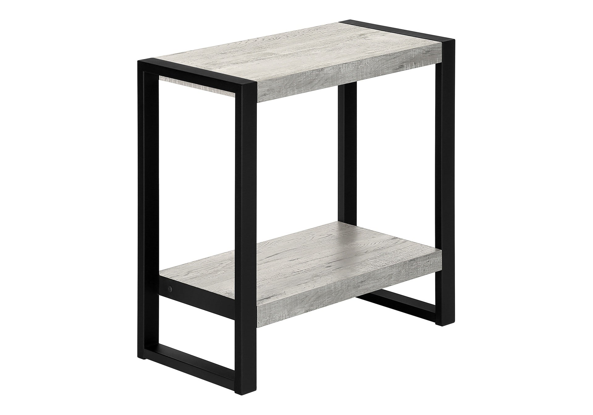 Accent Table, Side, End, Nightstand, Lamp, Living Room, Bedroom, Grey Laminate, Black Metal, Industrial