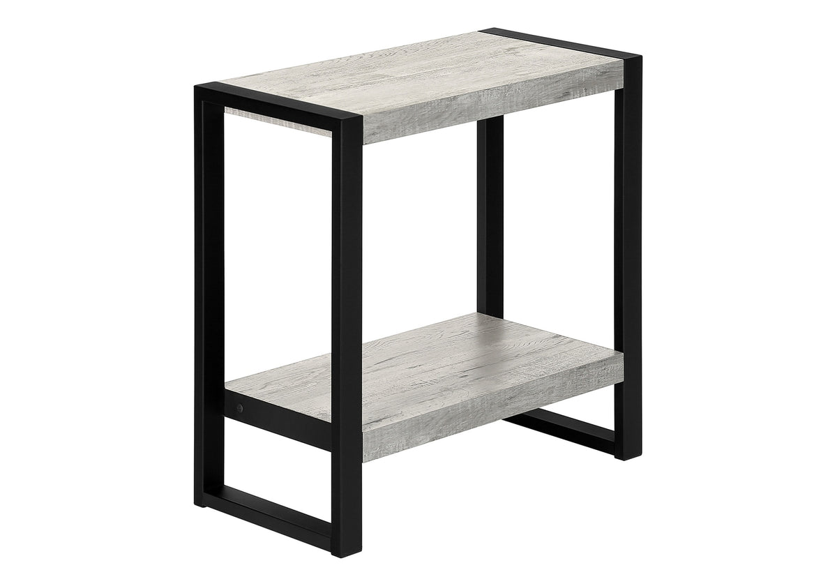 Accent Table, Side, End, Nightstand, Lamp, Living Room, Bedroom, Grey Laminate, Black Metal, Industrial