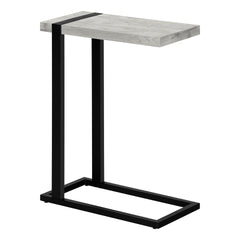 Accent Table, C-shaped, End, Side, Snack, Living Room, Bedroom, Grey Laminate, Black Metal, Contemporary, Modern