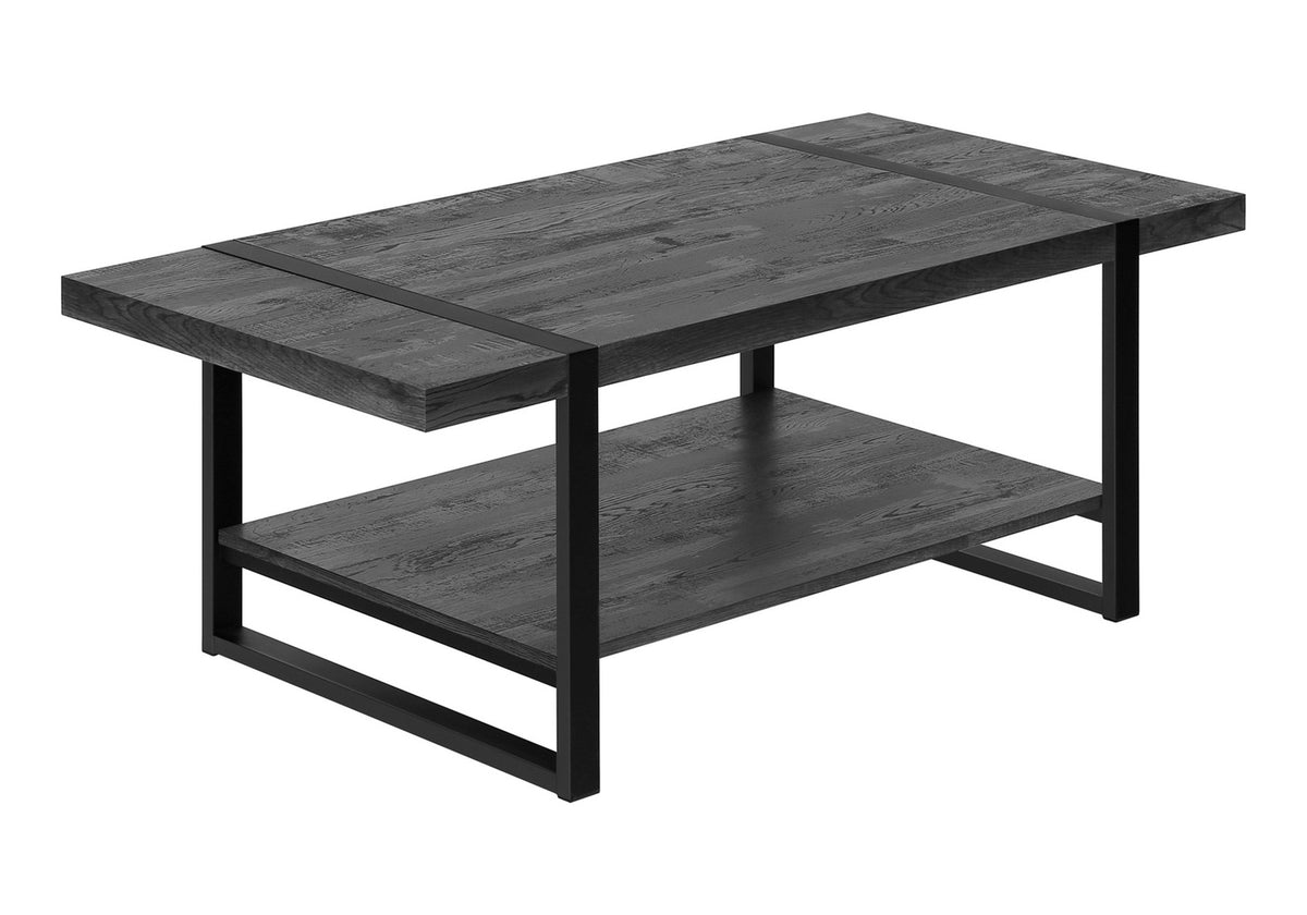 Coffee Table, Accent, Cocktail, Rectangular, Living Room, 48"l, Black Laminate, Black Metal, Contemporary, Modern