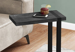 Accent Table, C-shaped, End, Side, Snack, Living Room, Bedroom, Black Laminate, Black Metal, Contemporary, Modern