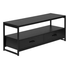 Tv Stand, 48 Inch, Console, Media Entertainment Center, Storage Drawers, Living Room, Bedroom, Black Laminate, Black Metal, Contemporary, Modern