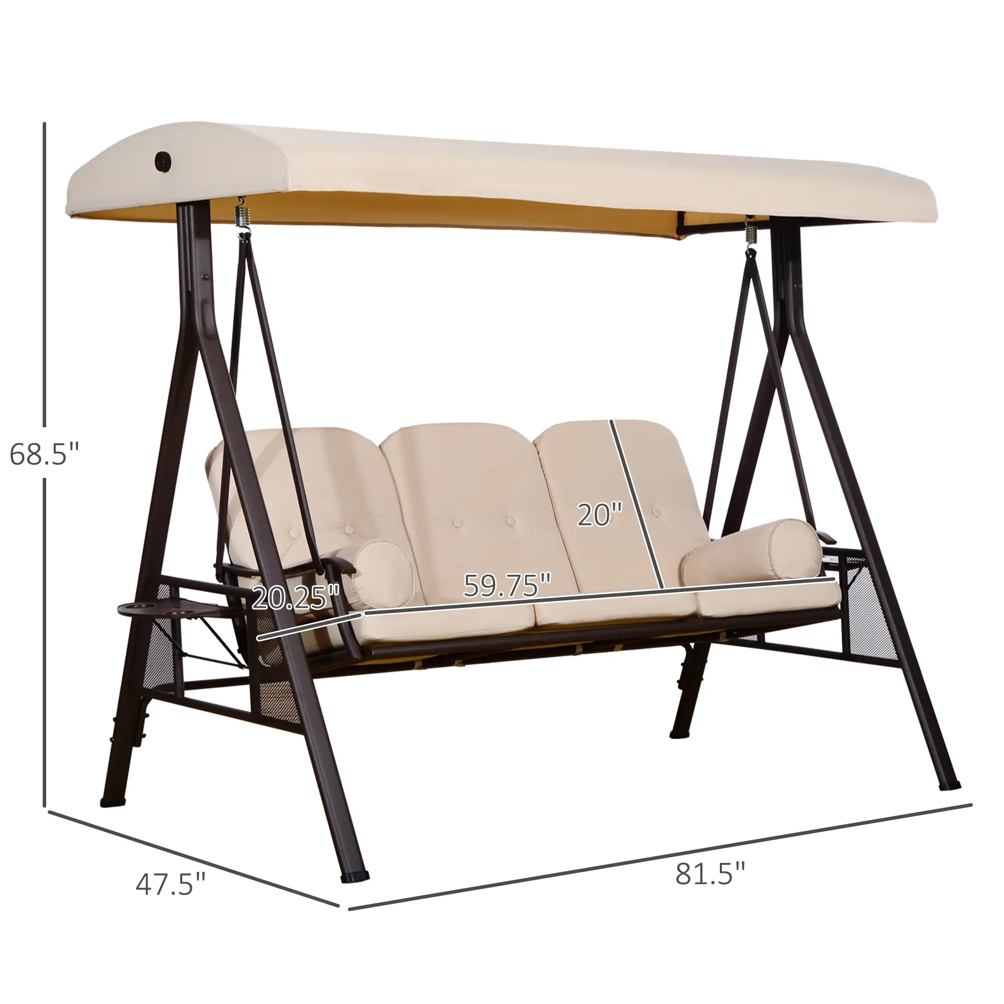 3-Seat Patio Swing Chair