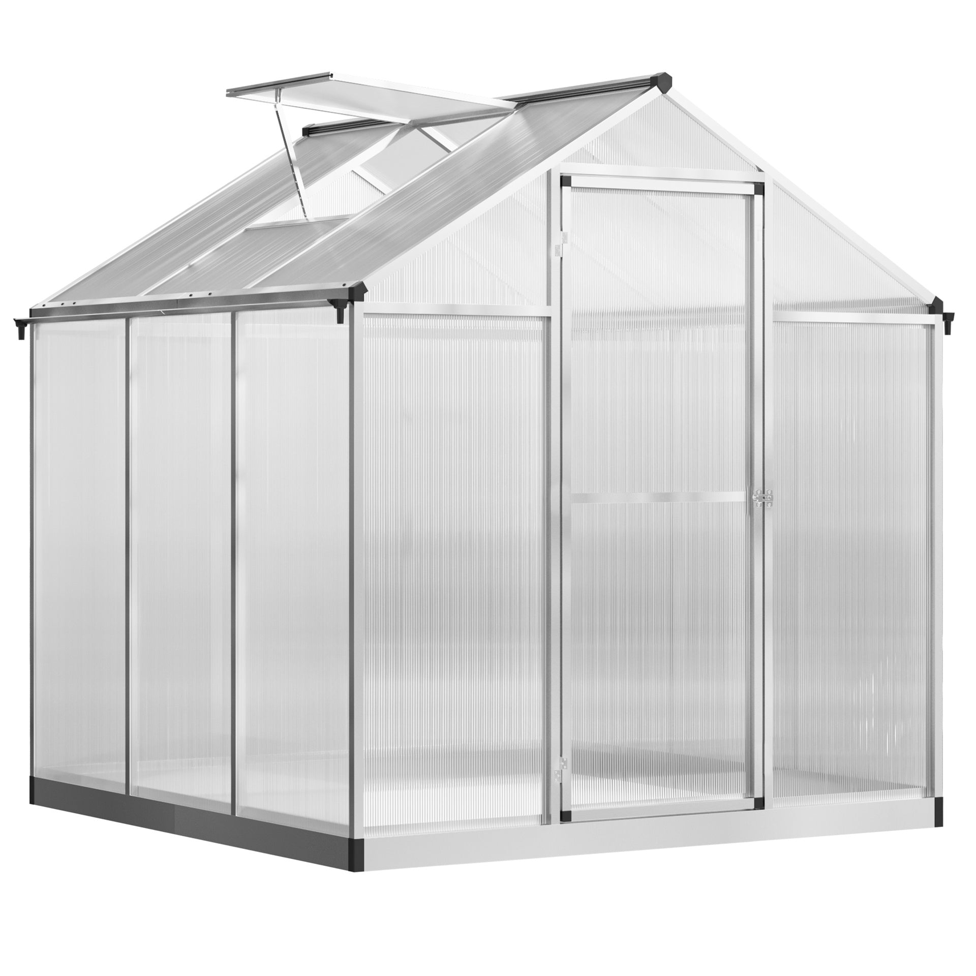 Greenhouse 6' L x 6' W Walk-In Polycarbonate Greenhouse with Roof Vent