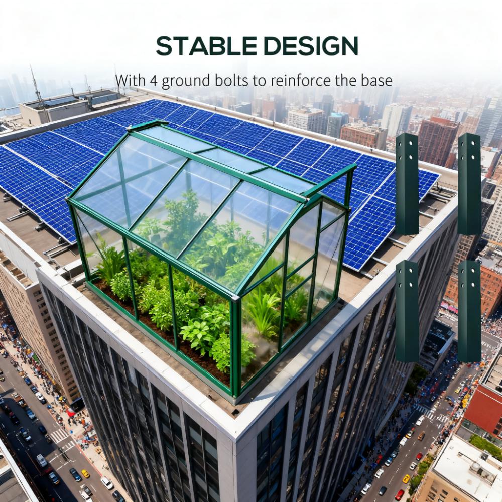 Greenhouse 6' x 8' Outdoor Greenhouse with Rain Gutter and Roof Vent