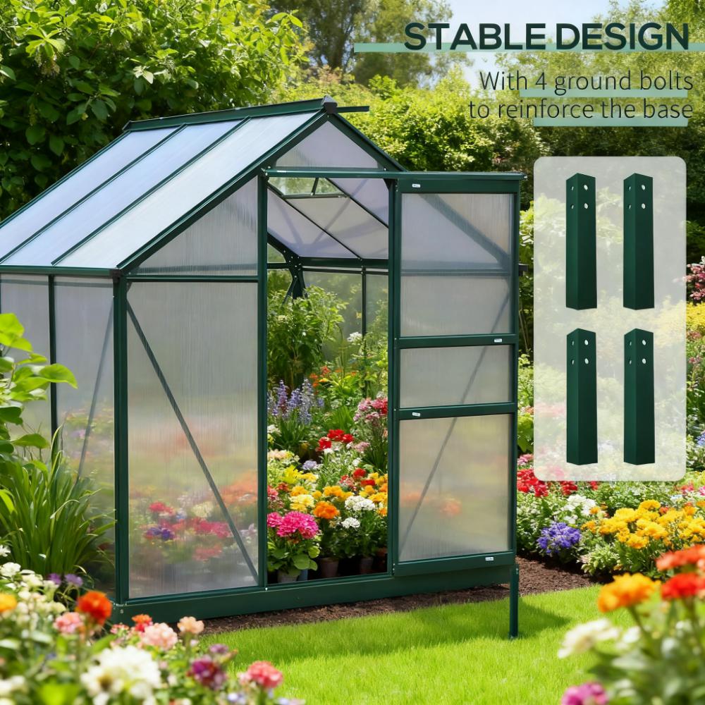 Greenhouse 6' x 6'' for Outdoors, Polycarbonate Greenhouse Aluminum Walk-in Green Houses