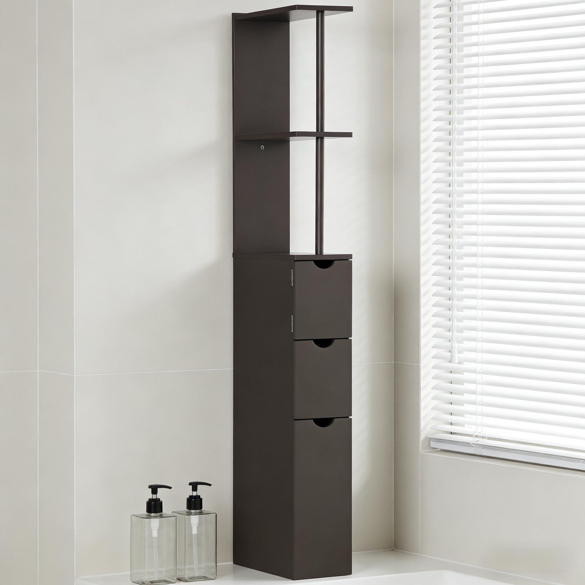Slim Storage Tower,Side Floor Organizer,Bathroom Storage Cabinet