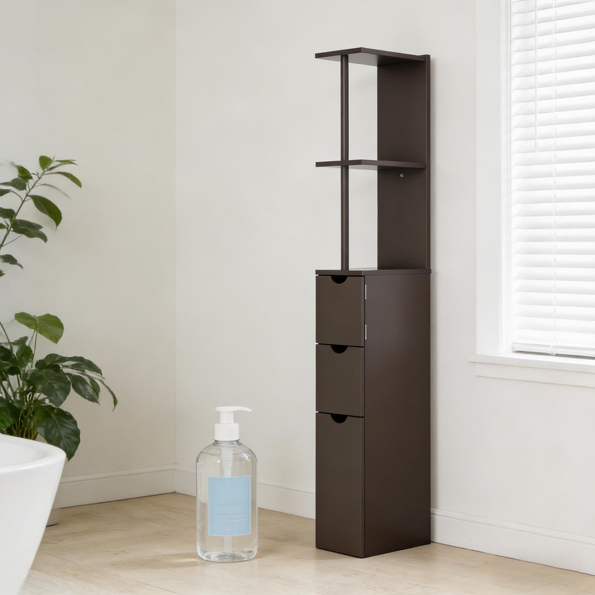 Slim Storage Tower,Side Floor Organizer,Bathroom Storage Cabinet