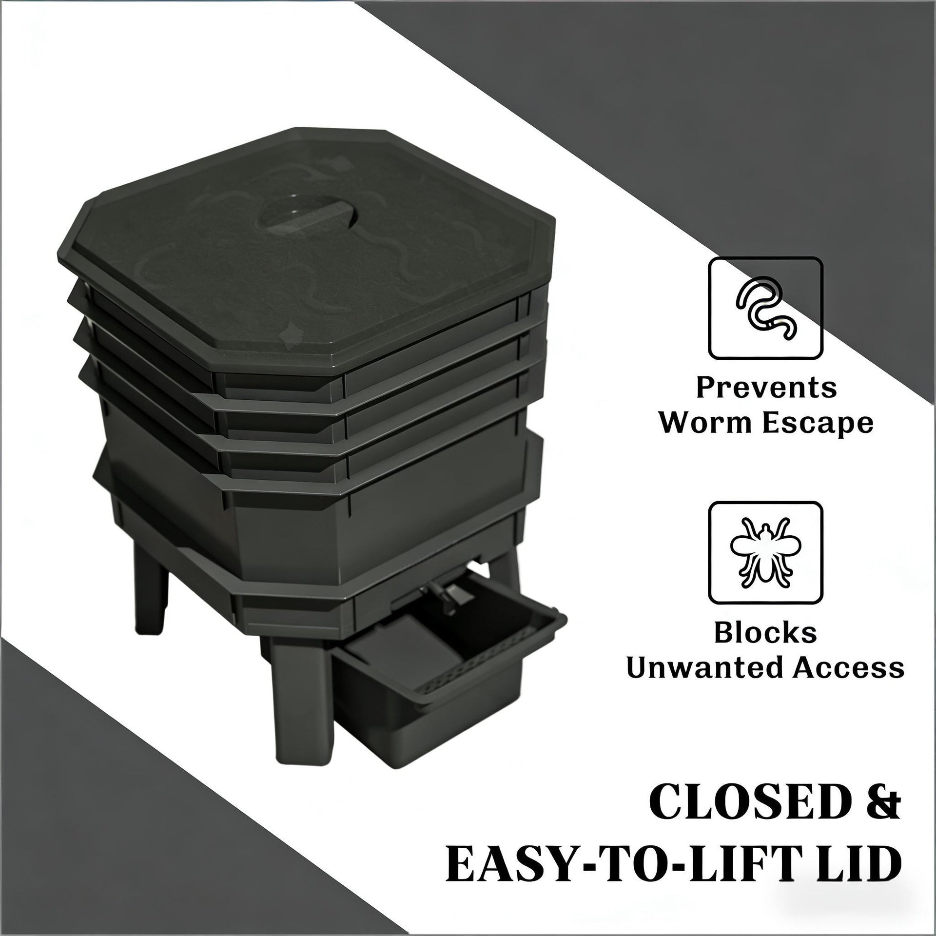 Portable Worm Composter,4-Tray Worm Composter Bin