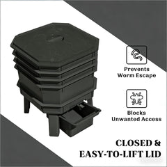 Portable Worm Composter,4-Tray Worm Composter Bin