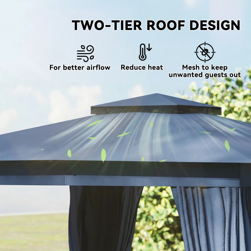 Double-roof Design Canopy Shelter,Outdoor Gazebo,Patio Gazebo