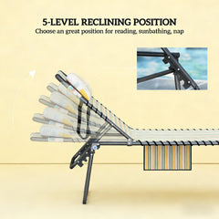 Sun Lounge Chair,2 Piece Folding Chaise,Portable Reclining Chair