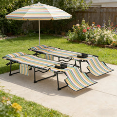 Sun Lounge Chair,2 Piece Folding Chaise,Portable Reclining Chair