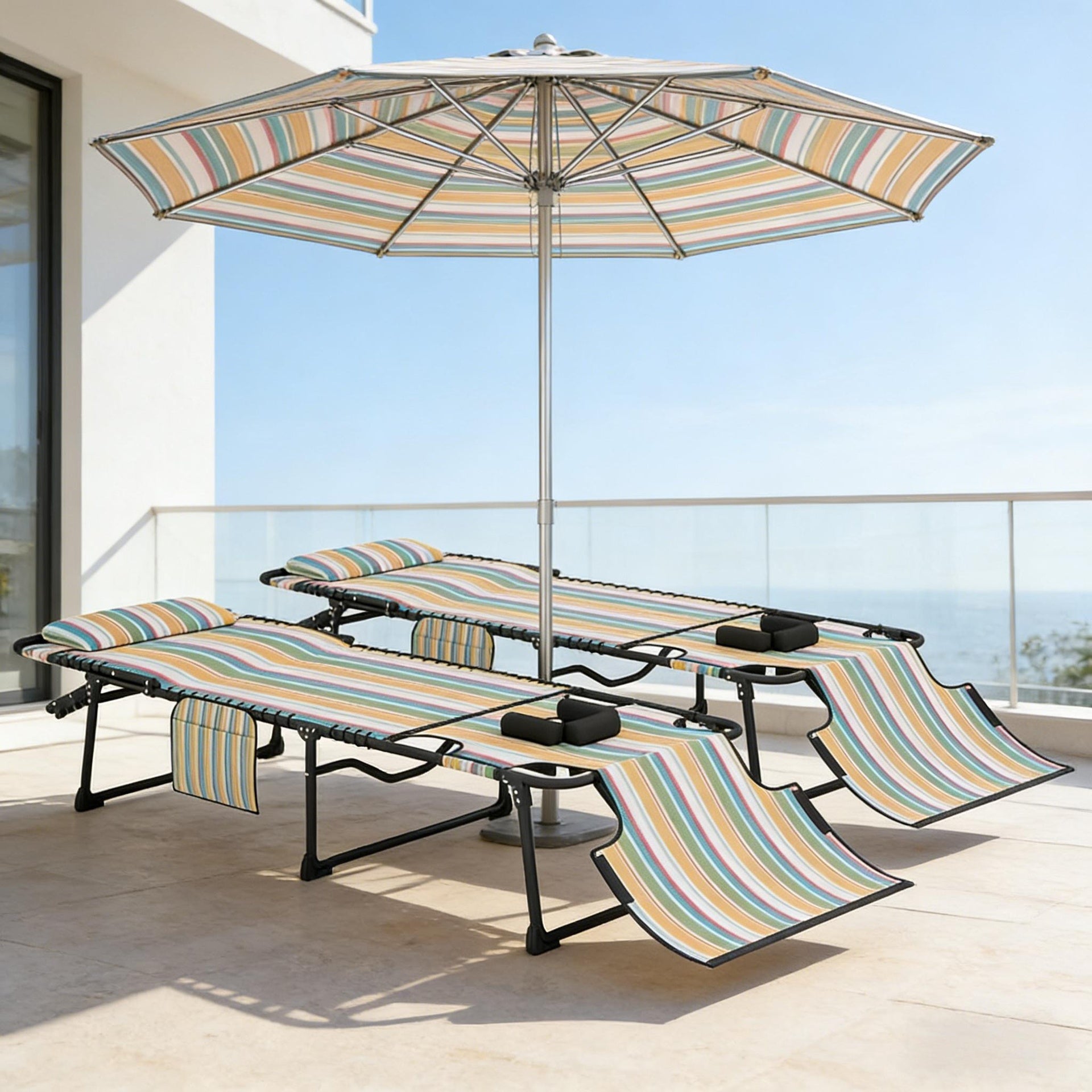 Sun Lounge Chair,2 Piece Folding Chaise,Portable Reclining Chair
