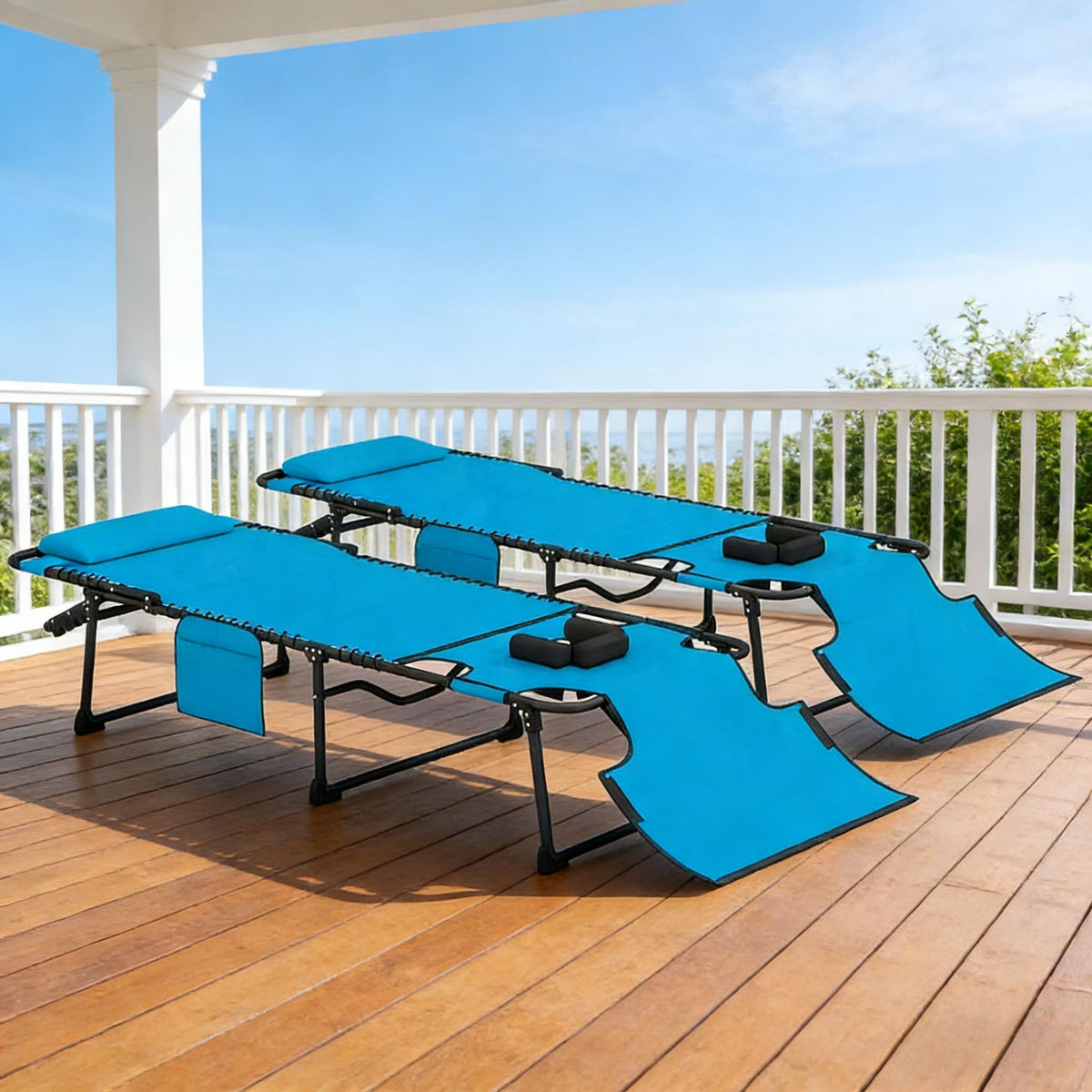 Outddor Lounge Chairs,2 Piece Folding Chaise