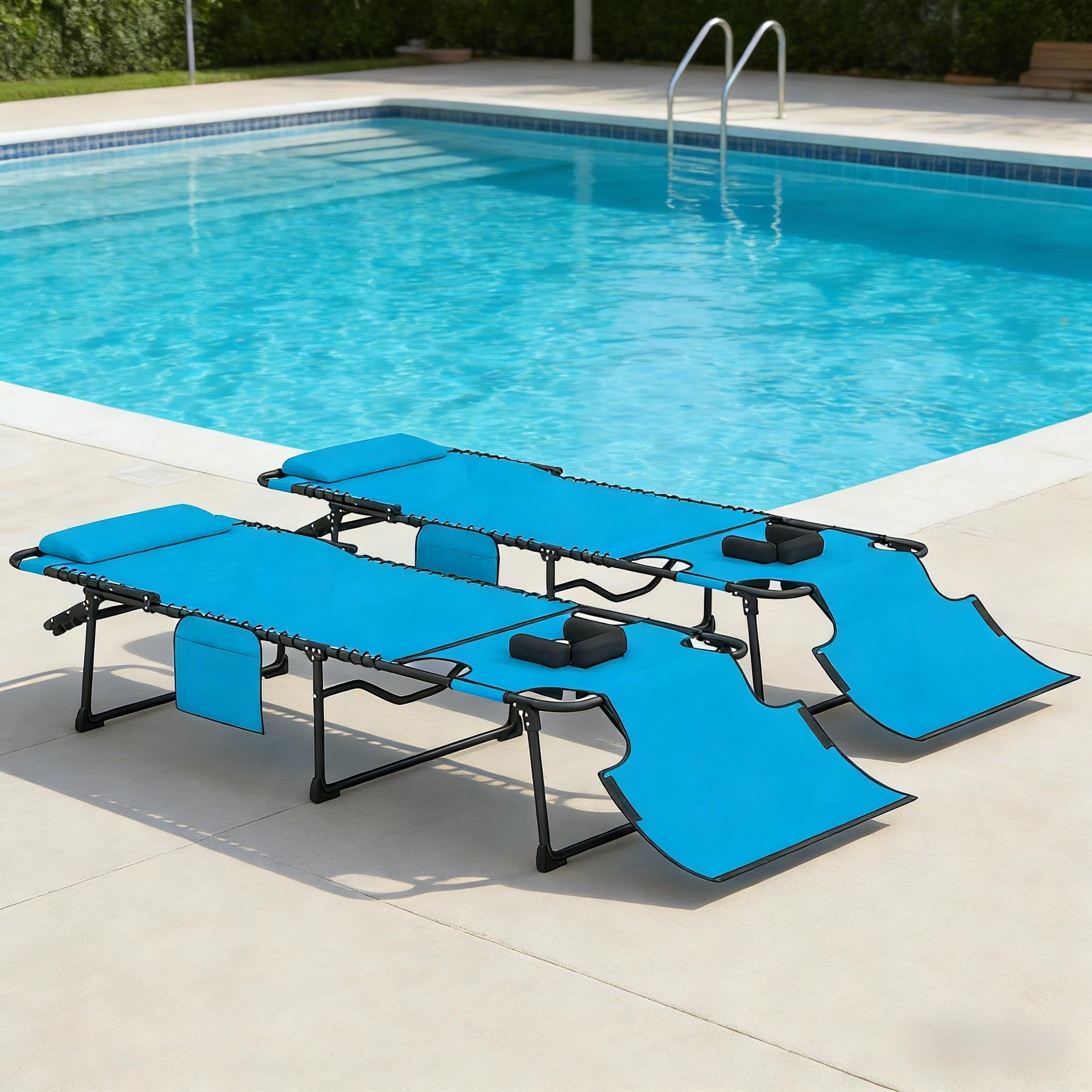 Outddor Lounge Chairs,2 Piece Folding Chaise